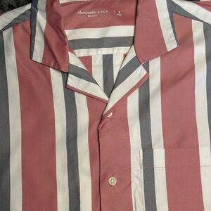 Abercrombie & Fitch Red and Gray Casual Button Down Shirt